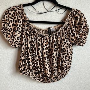 animal print off the shoulder top